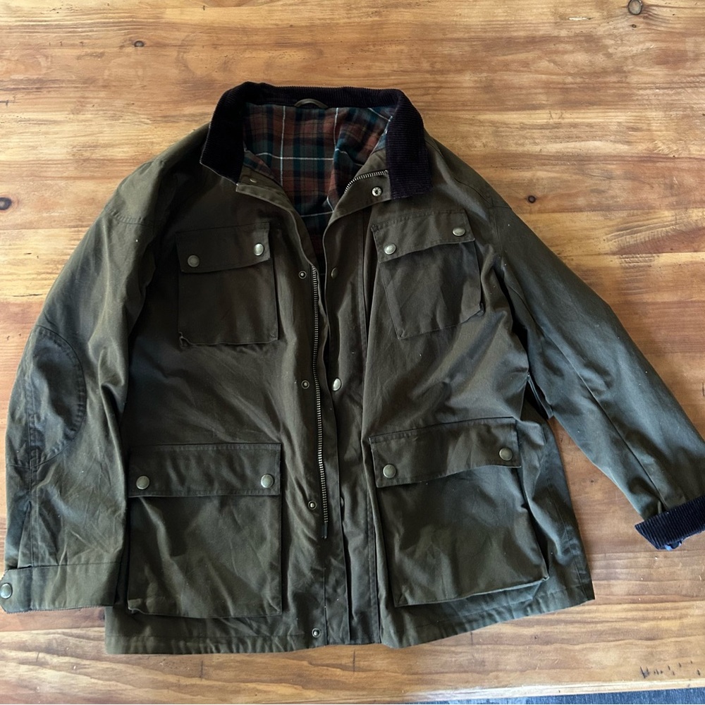 Spier & Mackay waxed cotton field jacket with removable quilted liner vest.